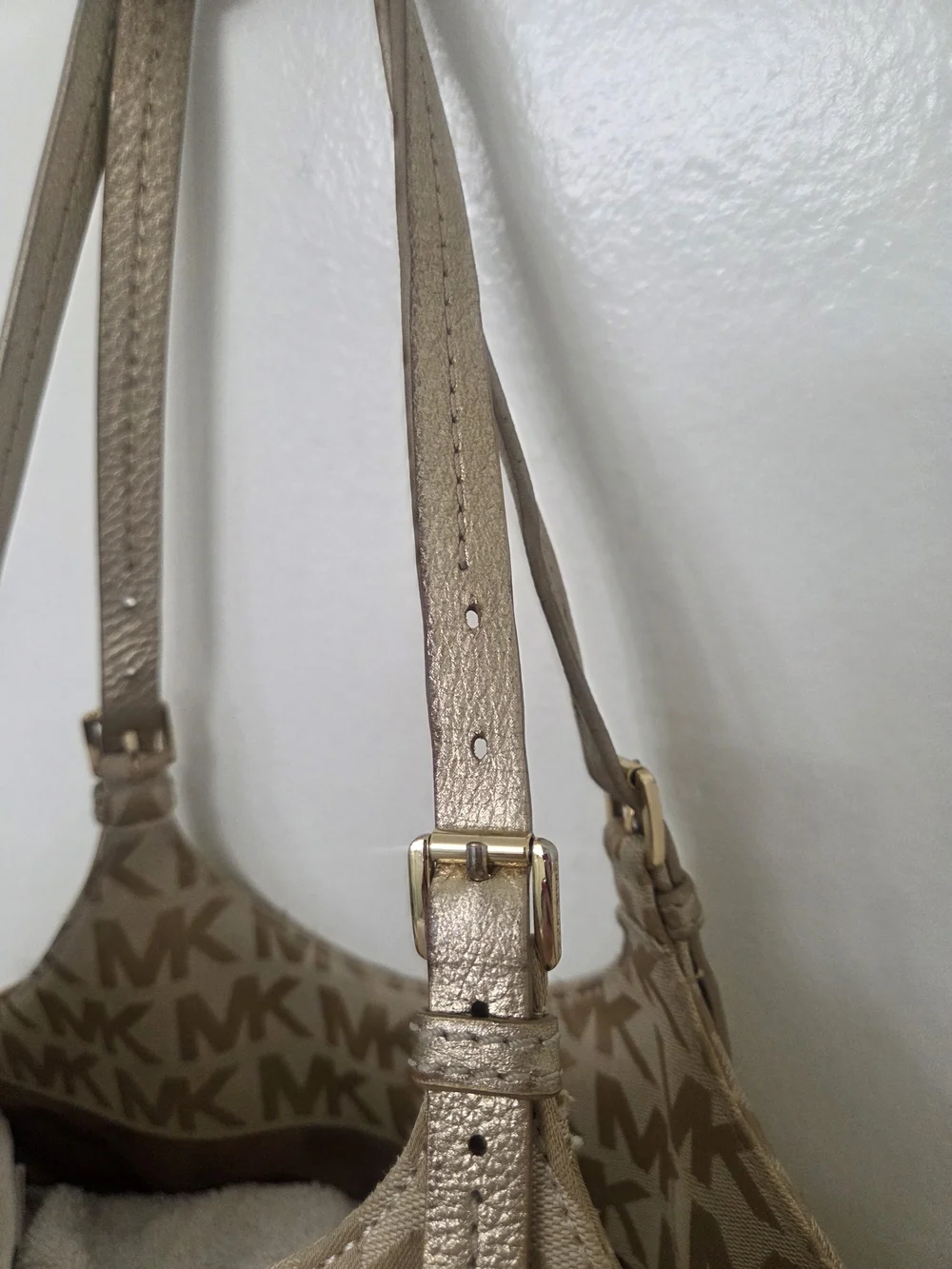 Michael Kors Beige Logo-Print Shoulder Bag